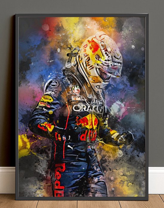 Poster Max Verstappen – Formule 1 – 42×59,4cm met omlijsting