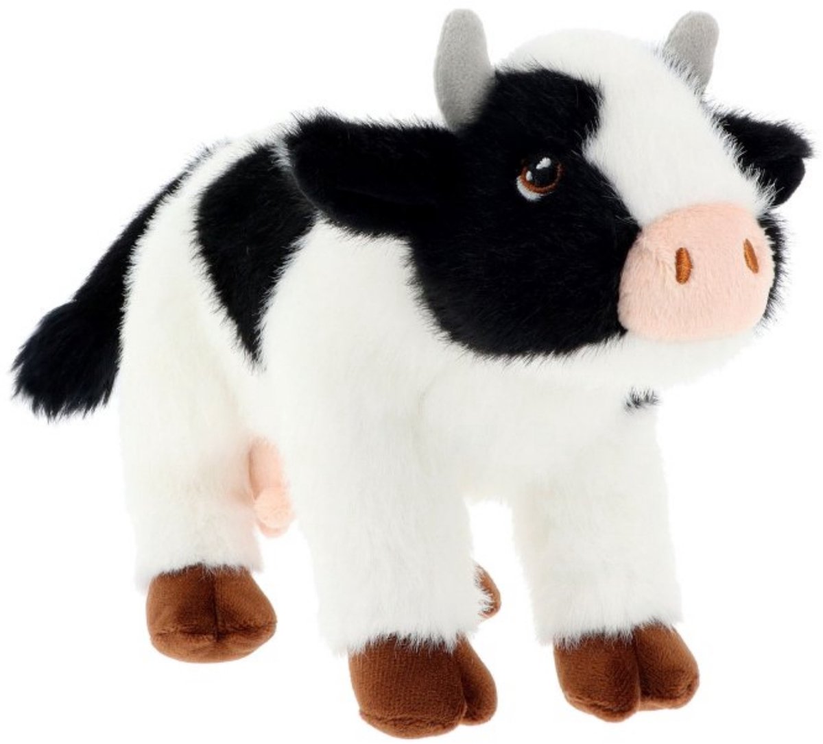 Keel Toys pluche Koe - knuffeldier - zwart / wit - staand - 20 cm - knuffel koe - Eco collectie
