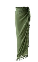 Emilie Scarves - pareo - olijfgroen - franjes