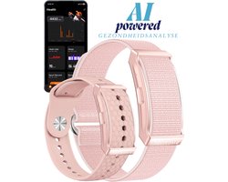 Shrivasta Activity Tracker Plus | armband met AI-Gezondheidsanalyse & Lichaamstemperatuur meting | Dames & Heren | Roze | Hartslag | SpO₂ | Slaapmonitor | Stress | Menstruatiecyclus | Inclusief 2 Armbanden (siliconen & Nylon) – Waterdicht