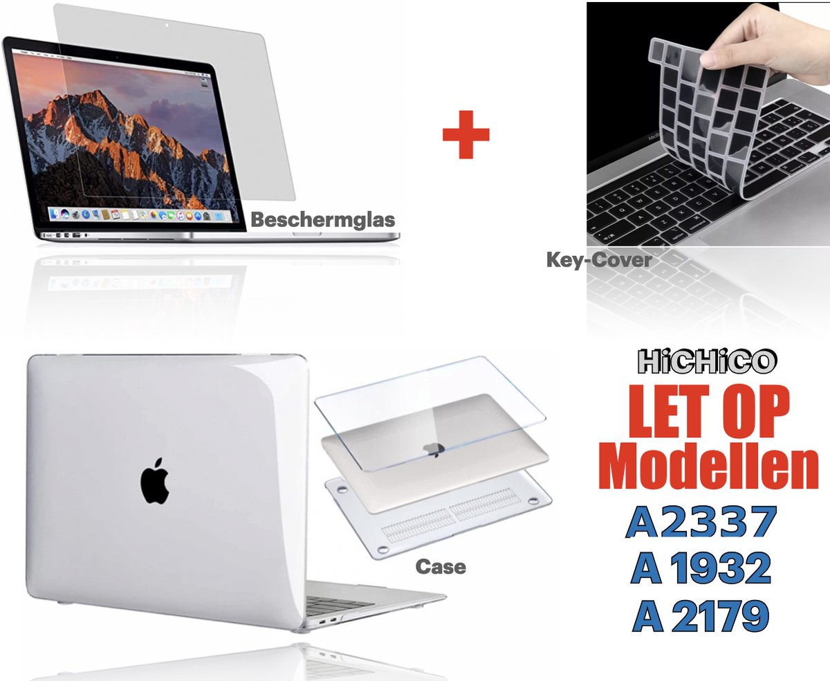 Hardcase Geschikt voor MacBook Air 2018 / 2019 / 2020 - Macbook air 13 inch hoes - MacBook Air 13 inch Transparant Cover - MacBook Air M1 A1932 / A2179 / A2337