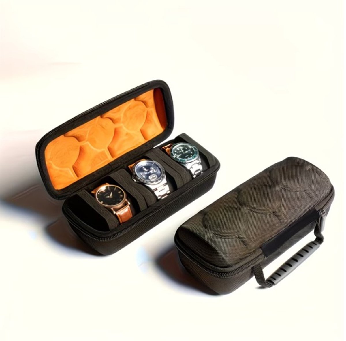 Horloge reis doos - voor 3 stuks - horloge etui - horloge travel case - opbergdoosje - horloge houder - horloge doos - vakantie - vliegen - horloge opberg koffer - horloge opberg doos