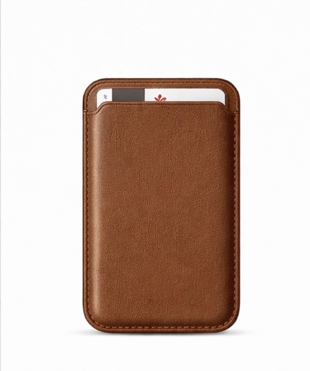 Magnetische Kaarthouder voor iPhone 12 t/m 17 – Geschikt voor MagSafe – Bruin