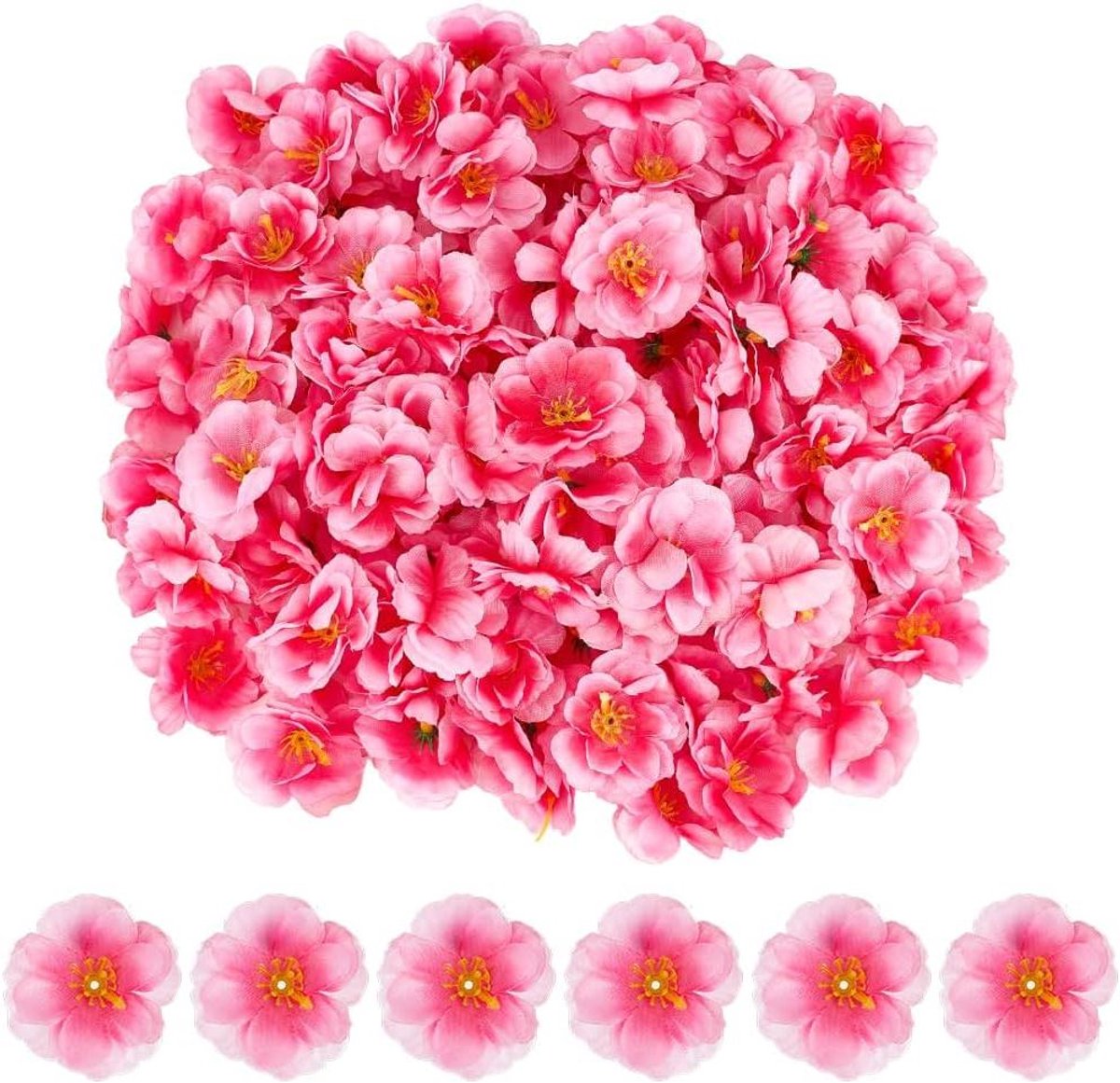 Allecto- Kunstmatige kersenbloesems - Bruiloft decoratie - 5 cm - Perzik bloemen - Haarclips - Woondecoratie - Faux bloem - DIY - Geschikt voor bruidsaccessoires - 150 stuks bloemblaadjes hoofden