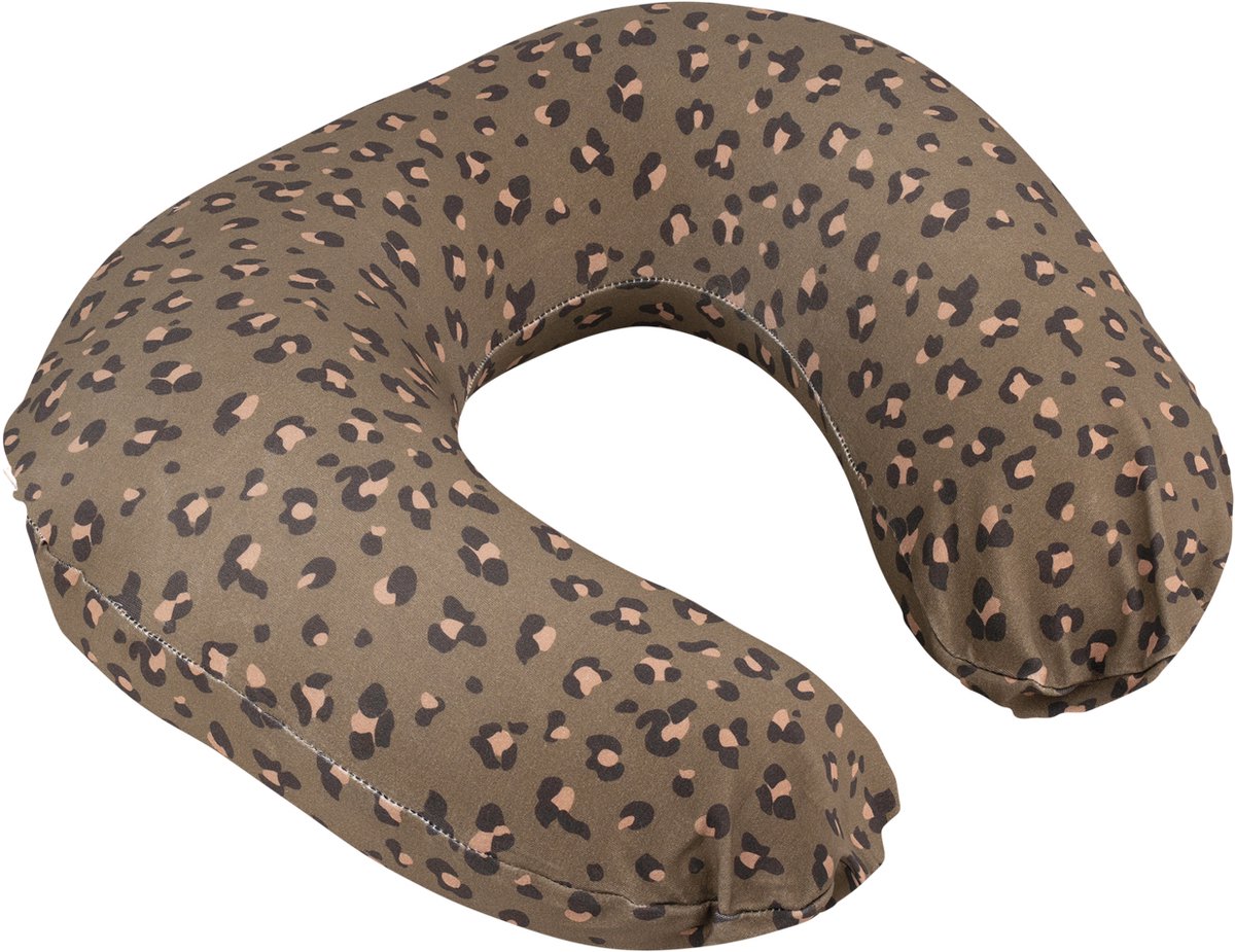 doomoo Softy - Voedingskussen & Nursing Pillow - Ergonomisch - Microkorrels - Biologisch katoen - Compact - Leopard Bronze