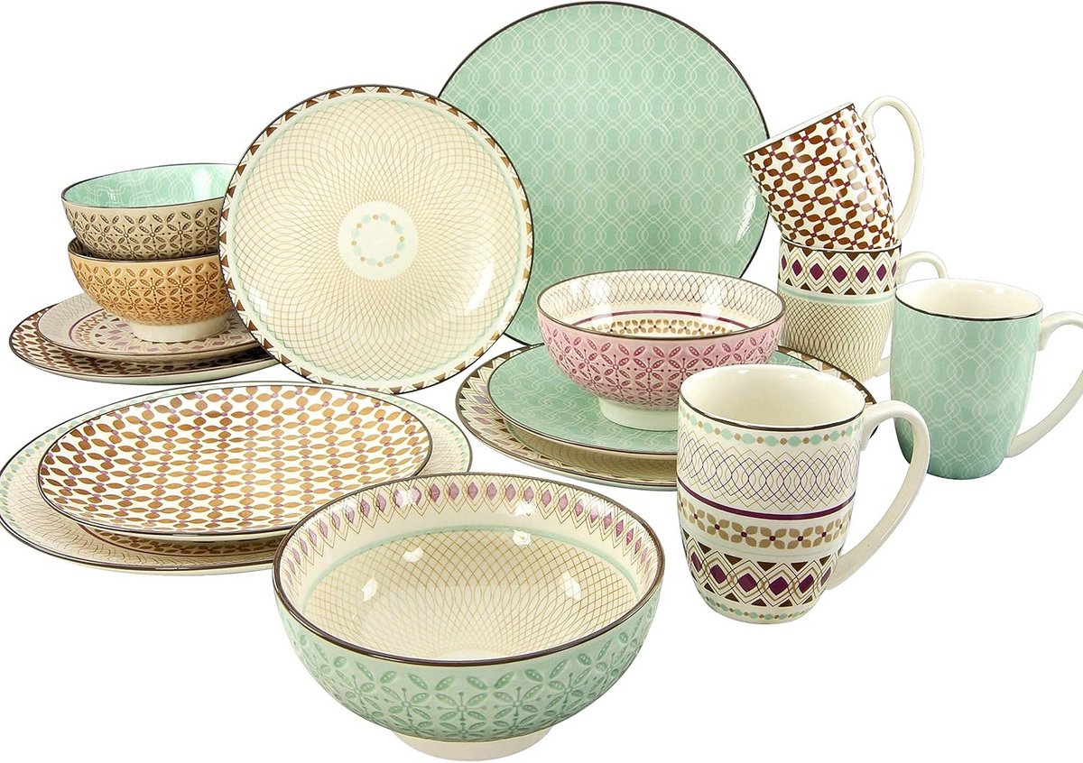 Serviesset Combiné 16-Delig in Aardewerk met Mandala Design