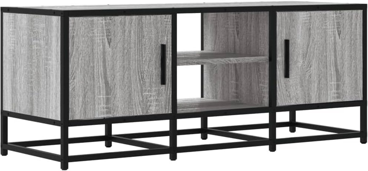 TV Meubel met Opbergruimte 100 cm Breed in Sonoma Eiken en Grijs Hout
