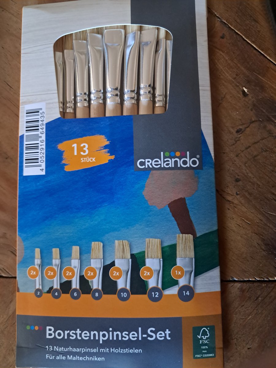 Crelando 13 stuks Kwasten - Houten handvatten