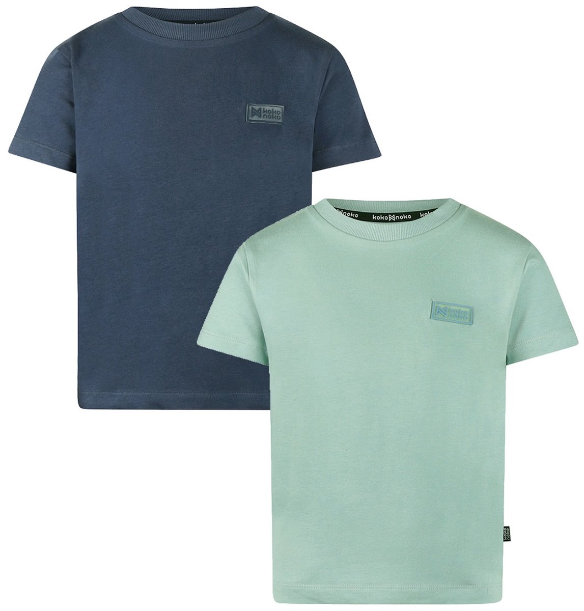 Koko Noko - NOOS-BOYS - Jongens - Biologische katoen - 2 Shirts - Navy - Light blue - Maat 122