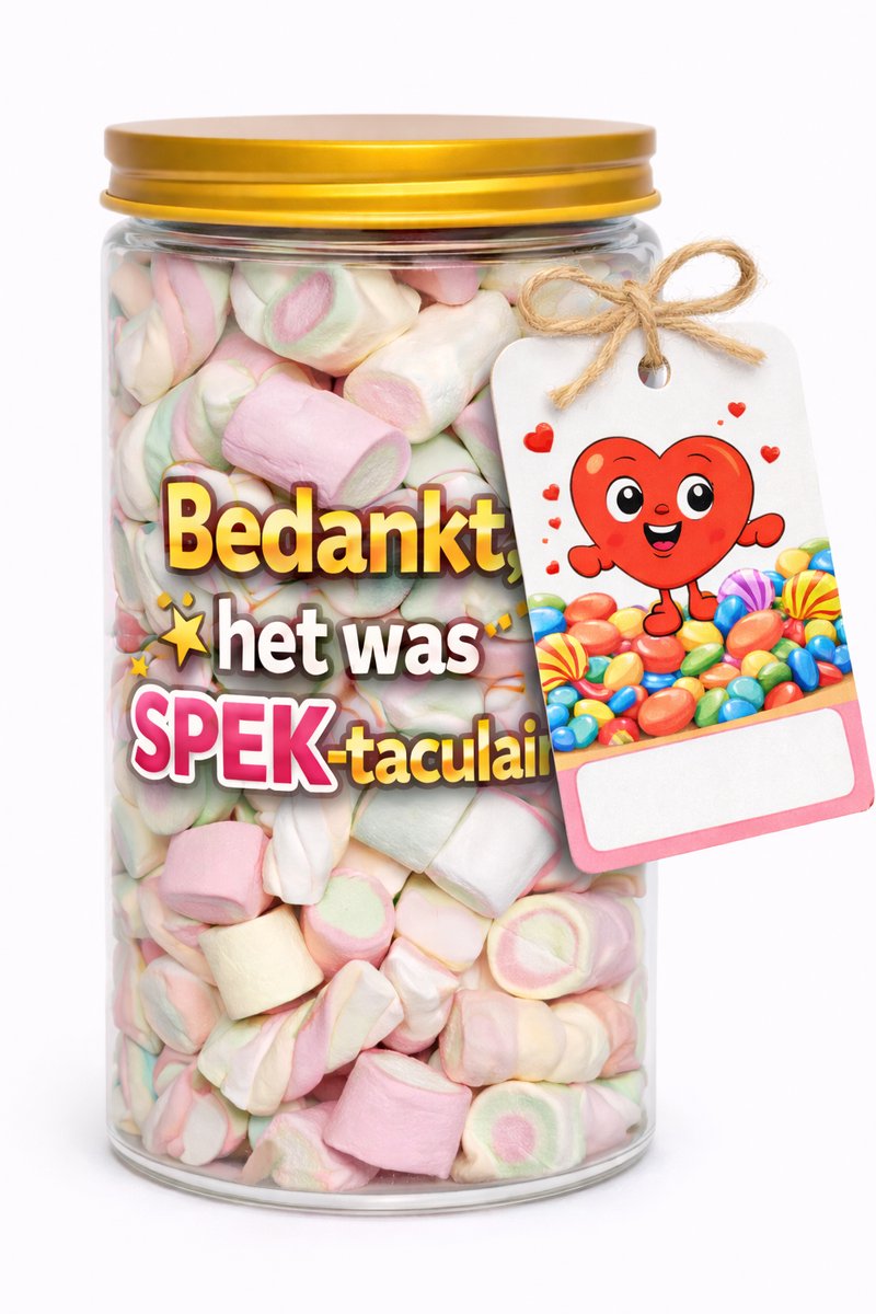 Luxe glazen Snoeppot 1250 ml – Bedankt, het was SPEK-taculair