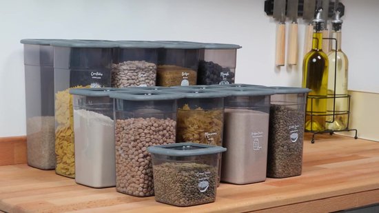 Set de Bocaux de conservation Bidons alimentaires de 24 pièces Bocaux de conservation en plastique anthracite avec couvercle Récipient pour aliments frais Bocaux de conservation hermétiques Congélateur empilable