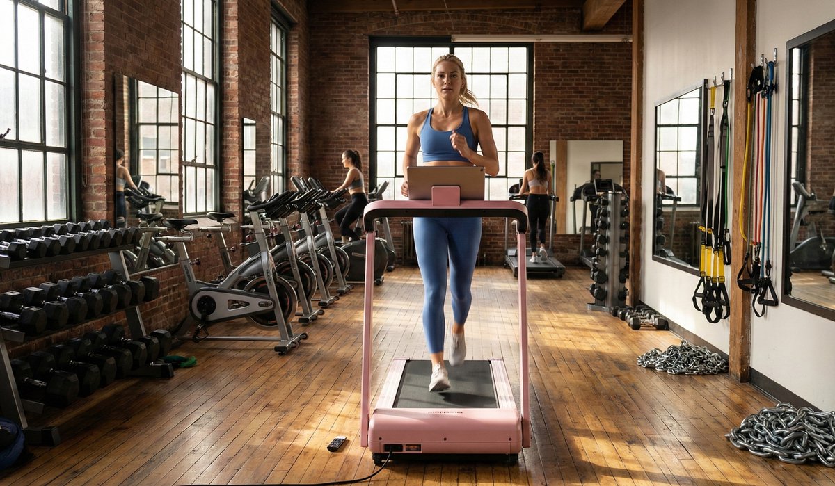 Loopband inklapbaar – Walking Pad & Treadmill tot 12 km/u, 2,2 PK Motor, LED-Display, App-koppeling, Compact & Stil voor Thuis en Kantoor – Motion Pro 12 Pink Designbest