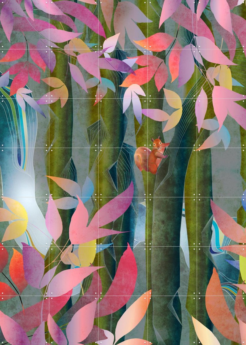 IXXI Autumn by a waterfall, Angelo Cerantola - 100 x 140 cm - Gratis ophangtool - Grote wanddecoratie en posters - Digitale Kunst, Speels