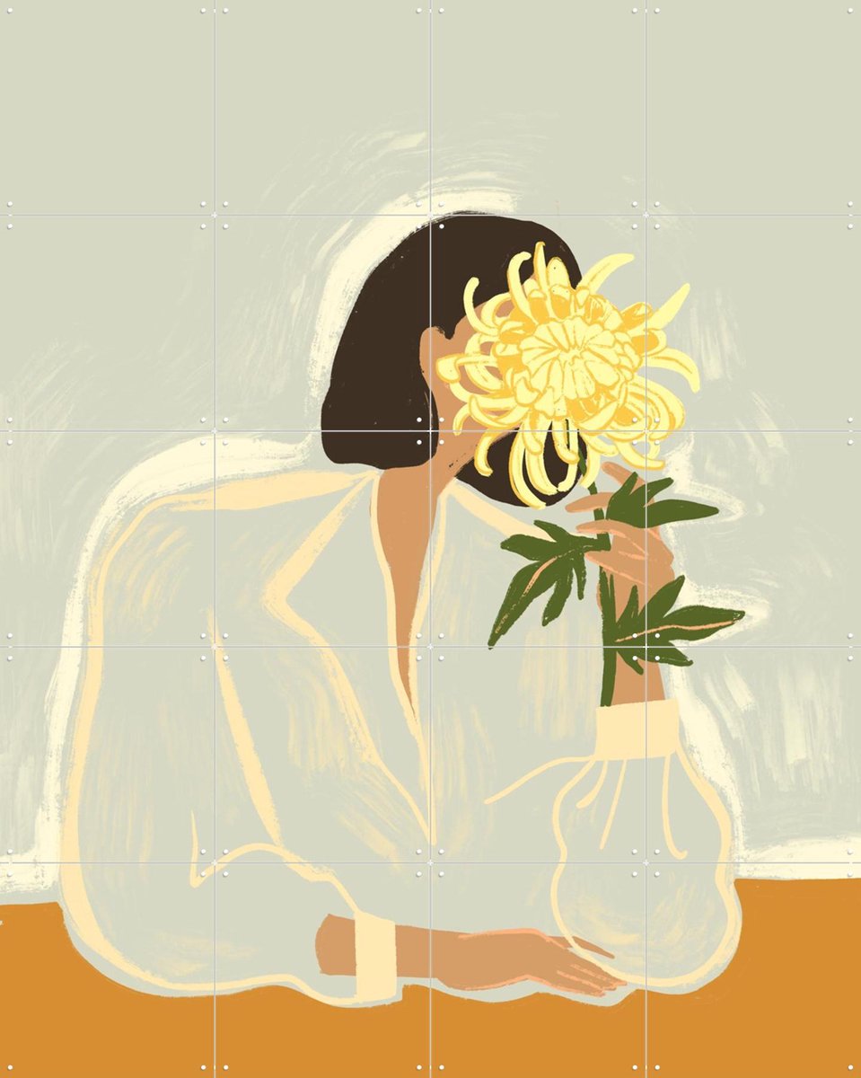 IXXI The Crysanthemum, Arty Guava - 80 x 100 cm - Gratis ophangtool - Grote wanddecoratie en posters - Illustraties, Speels, Digitale Kunst