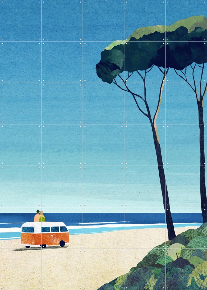 IXXI Van Life III, Henry Rivers - 100 x 140 cm - Gratis ophangtool - Grote wanddecoratie en posters - Speels, Illustraties, Kleurrijk, Grafisch