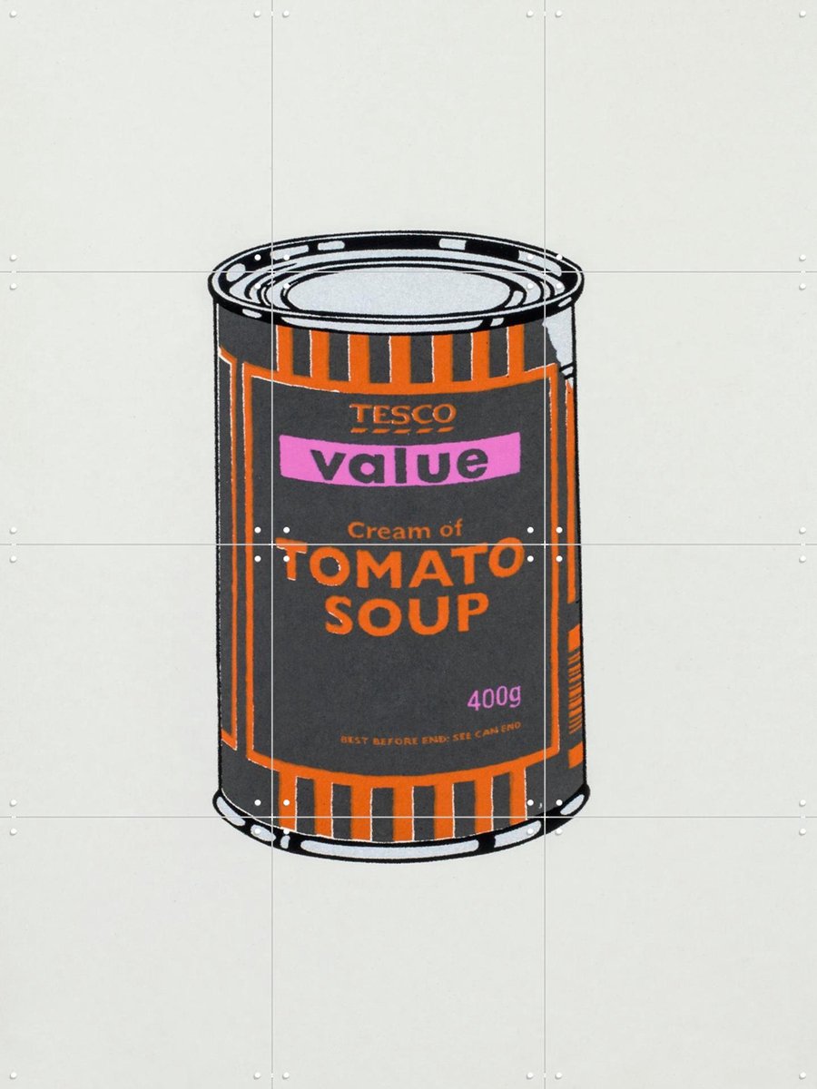 IXXI Tomato Soup Can III, Banksy - 60 x 80 cm - Gratis ophangtool - Grote wanddecoratie en posters - Pop art, Illustraties, Speels, Kleurrijk