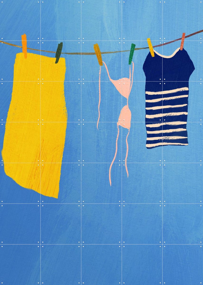 IXXI Laundry, Henry Rivers - 100 x 140 cm - Gratis ophangtool - Grote wanddecoratie en posters - Grafisch Ontwerp, Abstract, Minimalisme, Kleurrijk