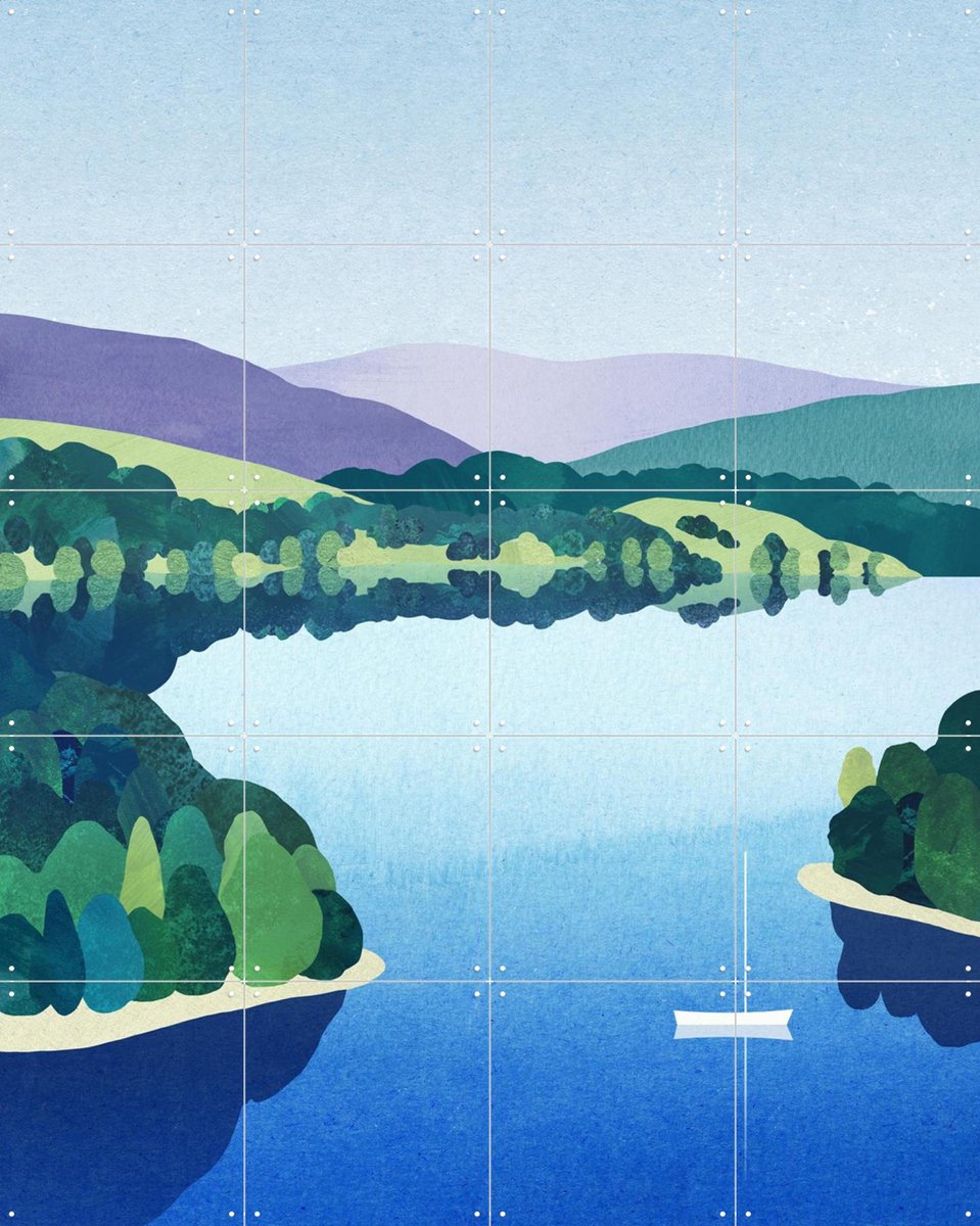 IXXI Sailing on the Lake, Henry Rivers - 80 x 100 cm - Gratis ophangtool - Grote wanddecoratie en posters - Illustraties, Geometrische Kunst, Aquarel