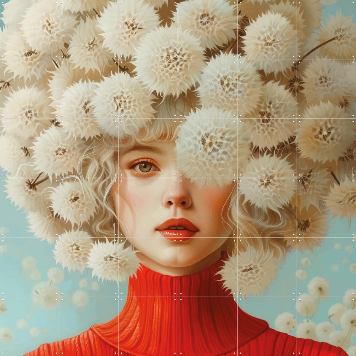 IXXI Wildflower whimsy, Mirjam Duizendstra - 120 x 120 cm - Gratis ophangtool - Grote wanddecoratie en posters Woonkamer, Portretten, Bloemen
