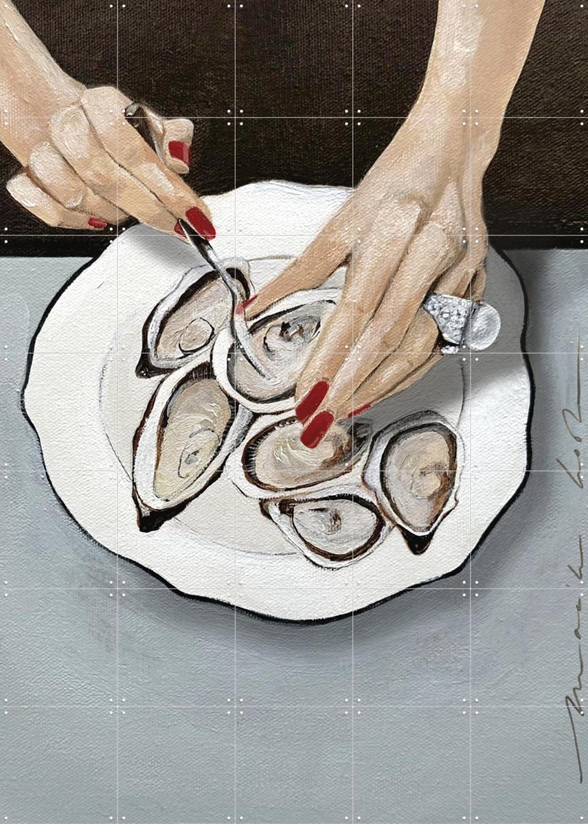 IXXI Ohlala Oysters, Maaike Koster & My Deer Art Shop - 100 x 140 cm - Gratis ophangtool - Grote wanddecoratie en posters - Olieverf, Realisme