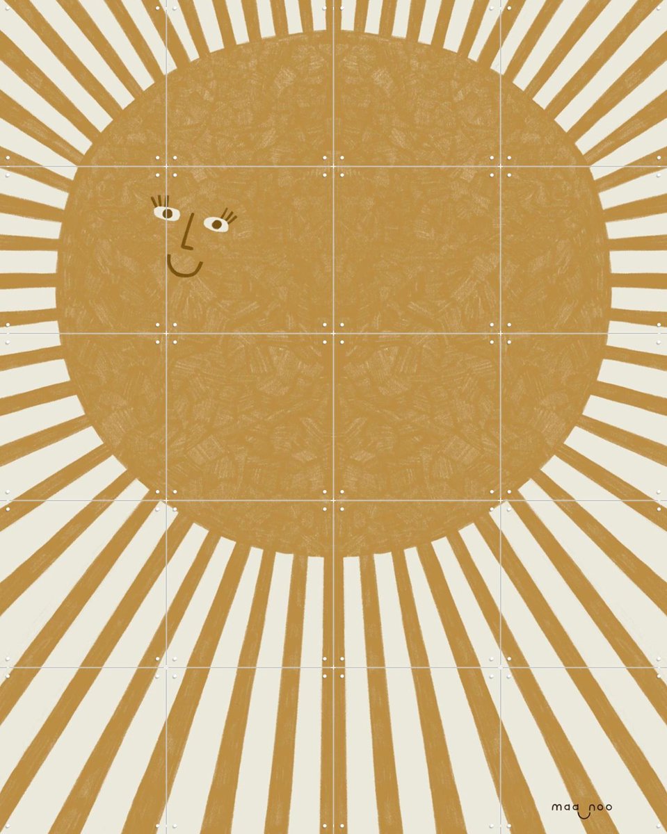 IXXI Hello Sunshine, Maa-noo - 80 x 100 cm - Gratis ophangtool - Grote wanddecoratie en posters - Illustraties, Minimalisme, Cartoonesk, Speels