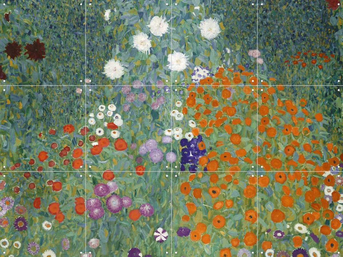 IXXI Flower Garden, Gustav Klimt & Bridgeman Images - 80 x 60 cm - Gratis ophangtool - Grote wanddecoratie en posters - Kleurrijk, Klassiek, Planten