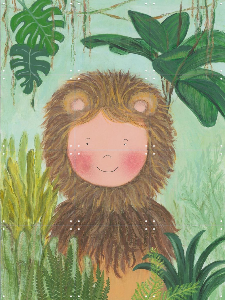 IXXI Leeuwenkind, Desirée van Hattem - 60 x 80 cm - Gratis ophangtool - Grote wanddecoratie en posters - Illustraties, Cartoonesk, Fantasierijk