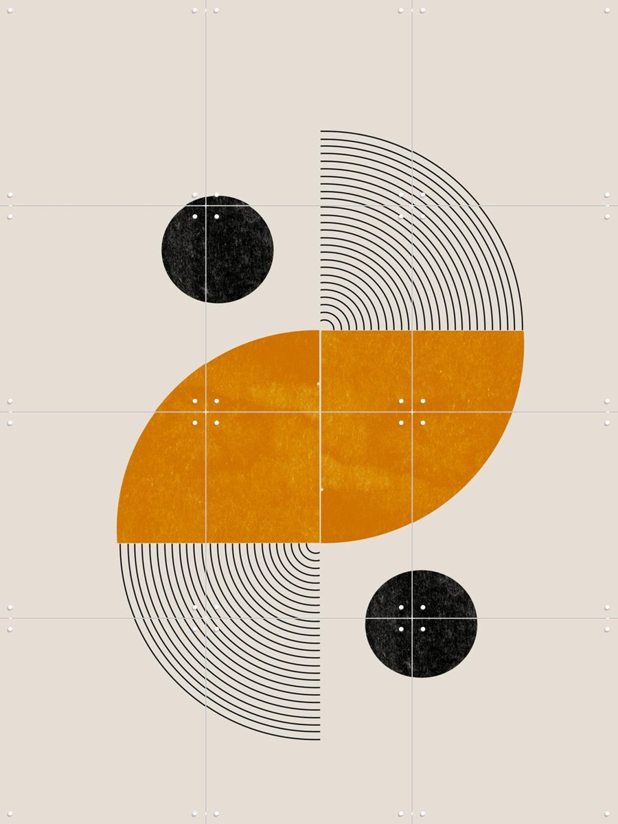 IXXI Retro Shape I, The Miuus Studio & Various - 60 x 80 cm - Gratis ophangtool - Grote wanddecoratie en posters - Geometrische Kunst, Vintage