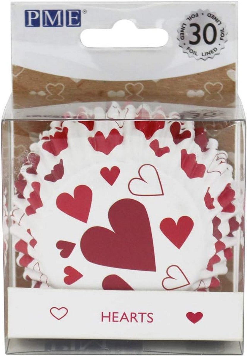 Muffin- en Cupcakevormpjes Valentijnsdag Rode Hartjes (30 Stuks)