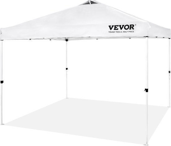 VEVOR Paviljoen 304,8x304,8x320cm Tuintent 250D PU Zilver Gecoate Stof Opvouwbaar Paviljoen Incl. Opbergtas Partytent 6-8 Personen Pop-Up Tent Wit Tuinpaviljoen Voor Kampeertrip van Merkloos — afbeelding 2
