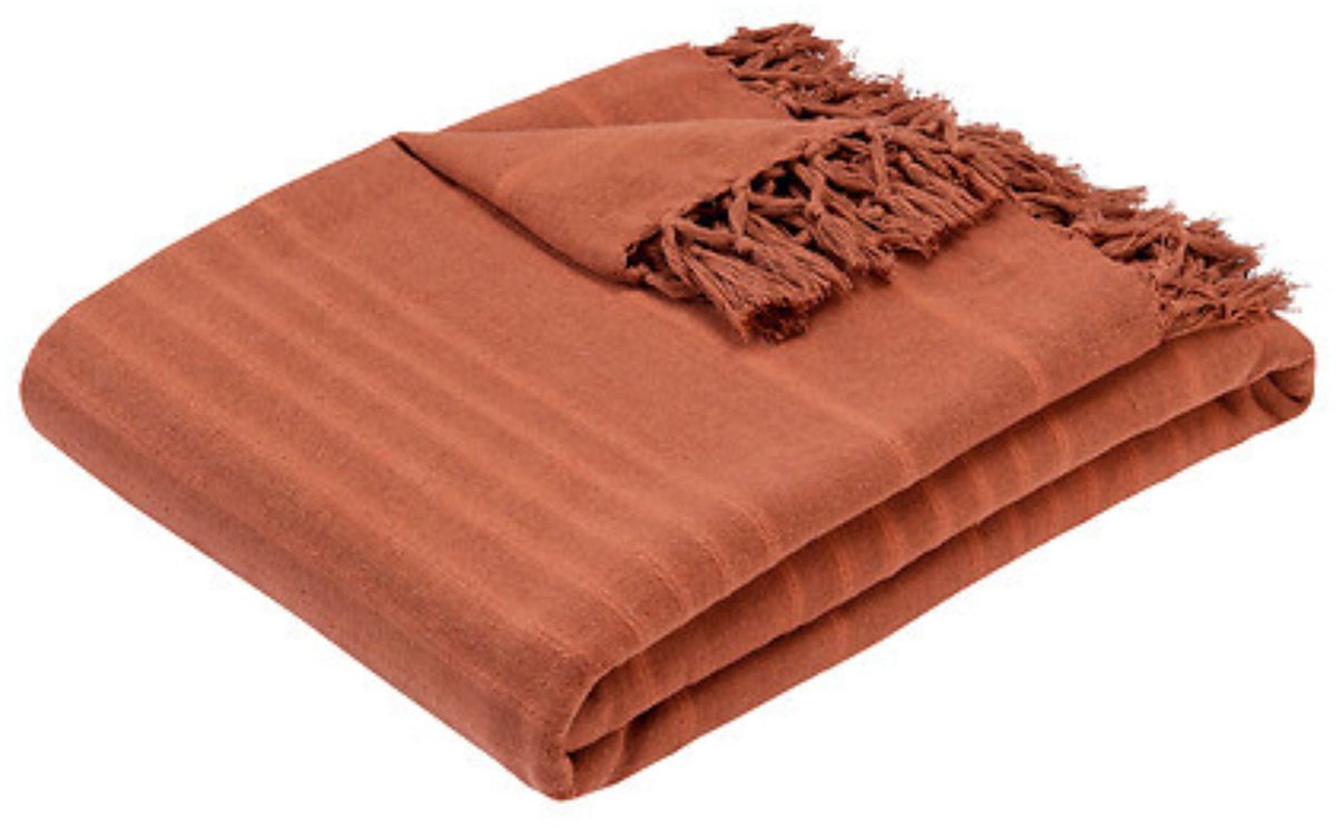 Atmosphera Plaid katoen terracotta Blanket - 160 x 220 cm
