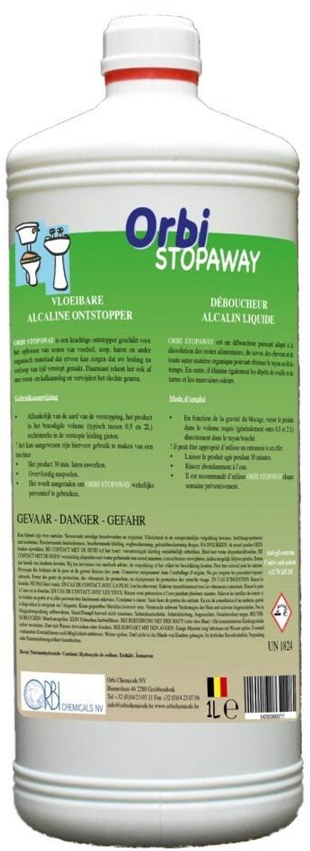 Orbi Stopaway ontstopper op alkalische basis 1 l