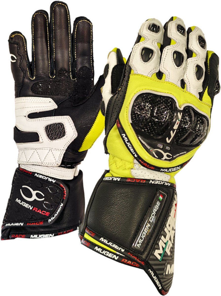 MUGENRACE Bornew Zwart Wit Neon Gele Handschoenen - Handschoen
