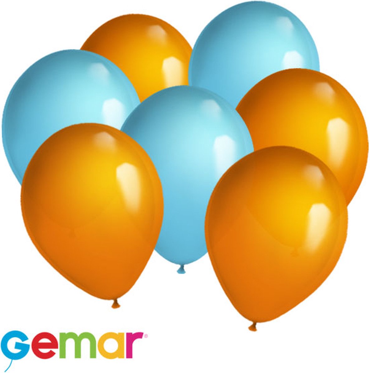 30 ballonnen Oranje en Licht Blauw (Ook geschikt voor Helium)