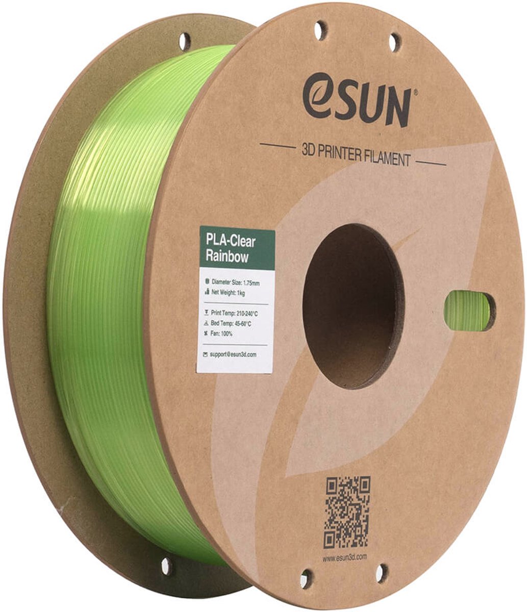 eSun PLA-Clear Rainbow Groen kristal / Green crystal 1 kg - 1.75mm - 3D printer filament