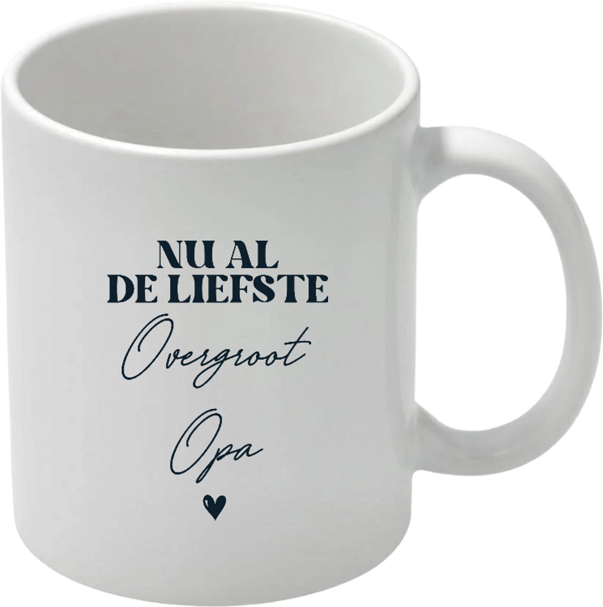 Mok Overgroot Opa - Nu al de liefste Overgroot Opa - Leuke beker met oor-wit zwart om jullie zwangerschap aan te kondigen