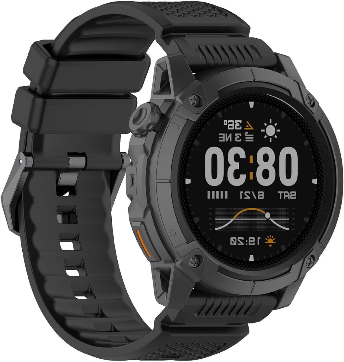 Armband - Siliconen - Compatibel met Coros Nomad - Zacht en Slijtvast - Ademend - Geschikt voor Sportactiviteiten - Zwart