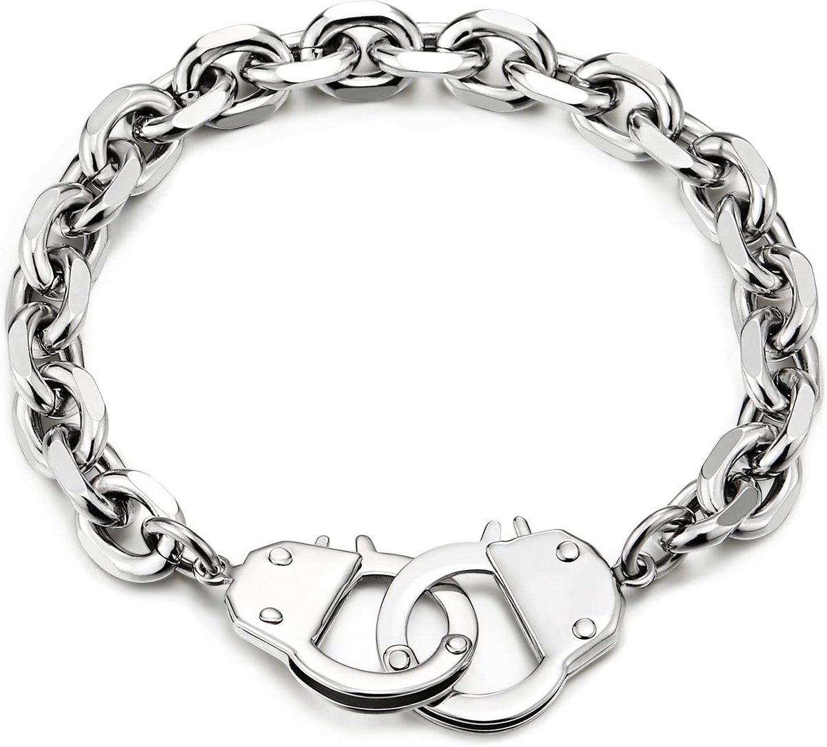 Roestvrijstalen Schakelarmband met Handboeien Motief voor Dames en Heren