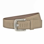 Landley Leren Geperforeerde Sleufjes Riem voor Dames en Heren - Breedte 4 cm - Unisex Ceintuur - Echt Leer - Taupe - Lengte totaal 105 cm / Riemmaat 85