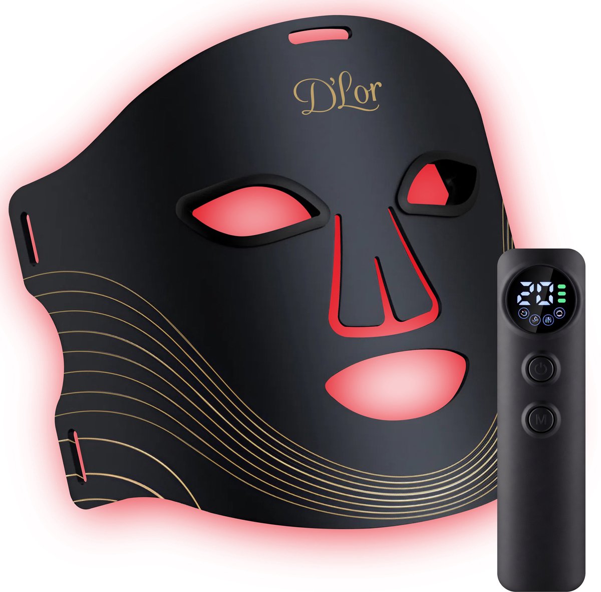 D’ Lor LED Gezichtsmasker – Lichttherapie 7 Kleuren – Anti Aging - Huidverjonging & Collageen Boost - Anti Rimpel Lichttherapie - Professionele Gezichtsverzorging Thuis - Rood licht masker- Red light therapy face mask