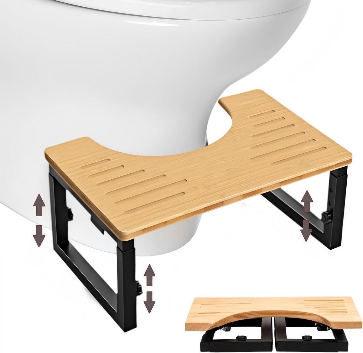 In hoogte verstelbare toiletkruk voor volwassenen en kinderen, inklapbaar en antislip