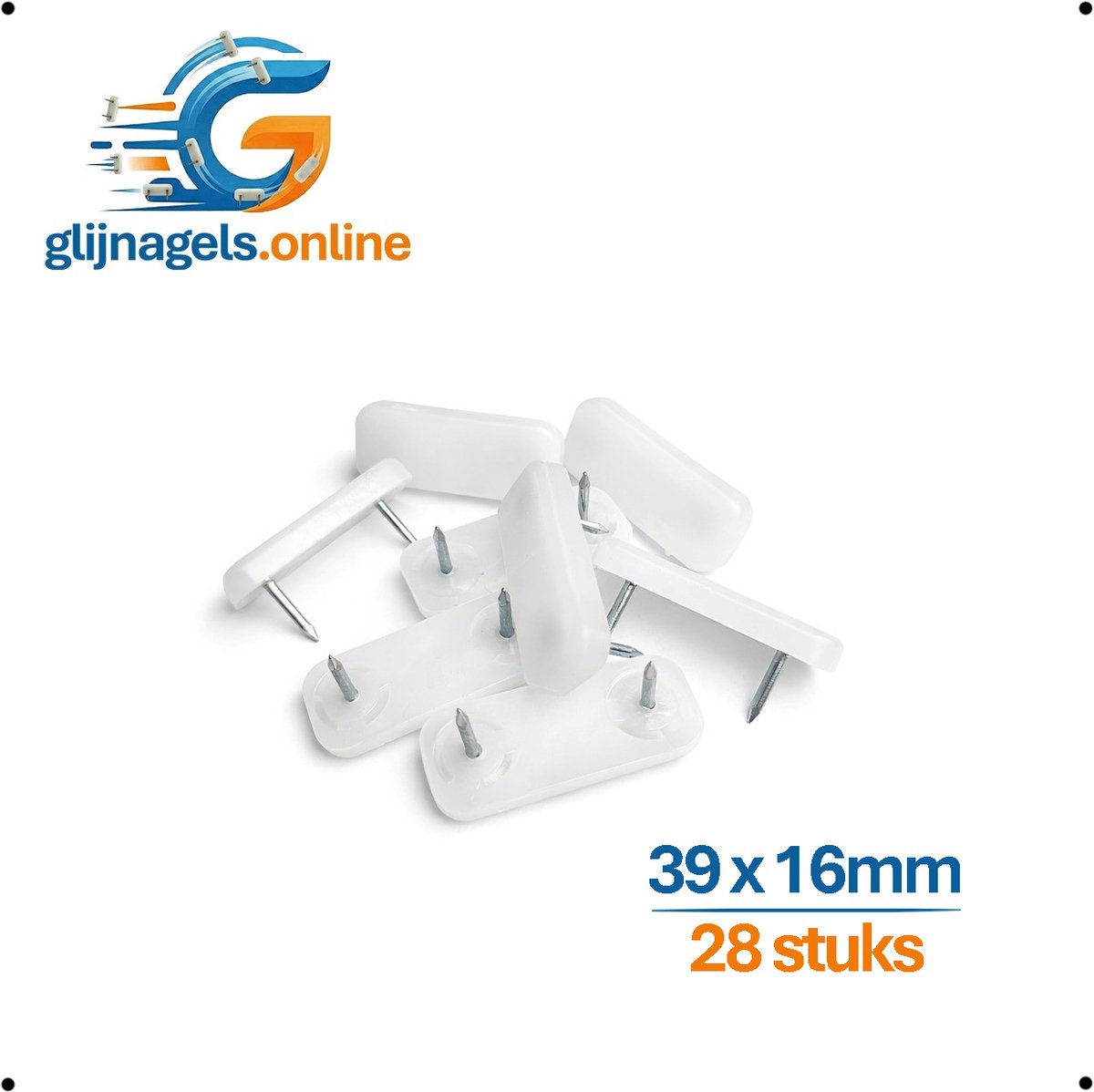 28 STUKS PREMIUM GLIJNAGELS - Glijnagel 39x16mm – Glijders PVC kunstof - Vloerglijders - Meubeldop - Glijdop - Meubelpoten glijders - Vloerbeschermers - Hout Bescherming tegen krassen en vocht - Geluiddempend - Ook v kasten tafels tuinmeubels
