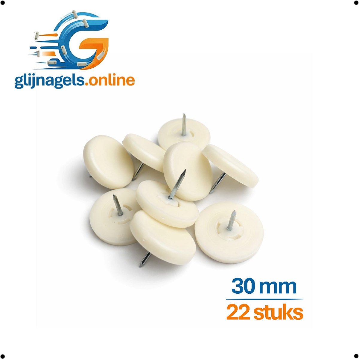 22 STUKS PREMIUM GLIJNAGELS rond 30 mm – PVC meubelglijders – Vloerglijders – Meubeldop – Glijdop – Meubelpoten glijders – Vloerbeschermers – Bescherming tegen krassen en vocht – Geluiddempend – Voor kasten, tafels, stoelen en banken – Slijtvast