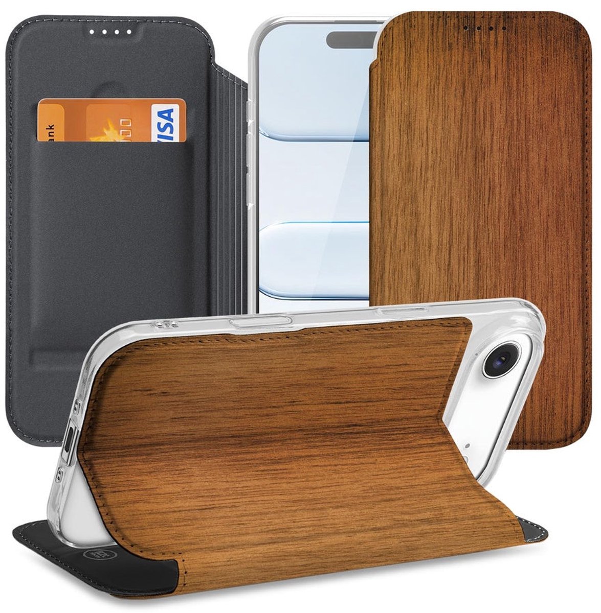 iPhone Air Smart Cover Hoesje Donker Hout