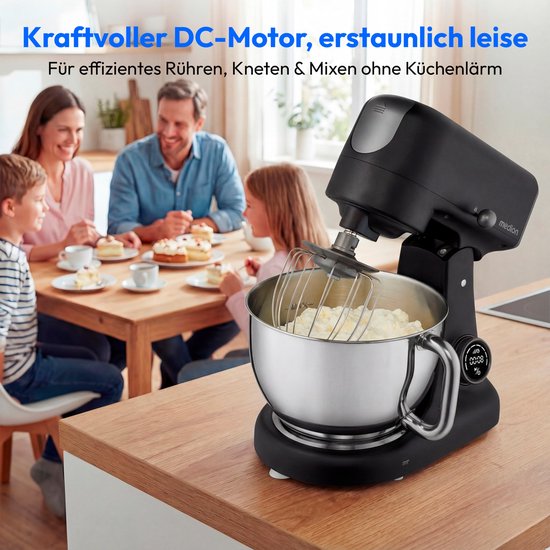 MEDION keukenmachine met vleesmolen (800 watt, gelijkstroommotor, roestvrijstalen kom van 4,6 liter, energiebesparend, zeer stil, digitaal sensor-touch-display, MD12600) Zwart van Medion — afbeelding 5