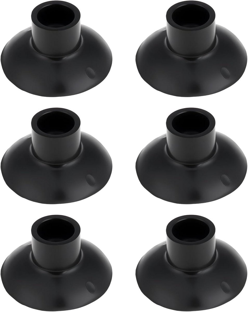 Allecto - Rubber Luifel Pole Suckers - 6 stuks - 1 inch - voor Caravan en Trampoline - Zwart 25x75mm.