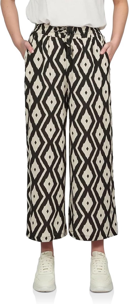 Dames Palazzo Broek Wijde Pijpen Enkellang Met Elastische Taille