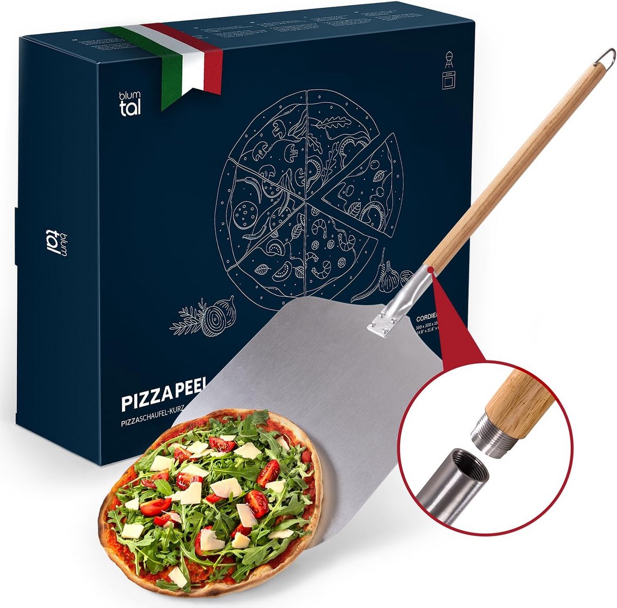 Geperforeerde Pizzaschep met Houten Handvat - Anti-aanbak Aluminium