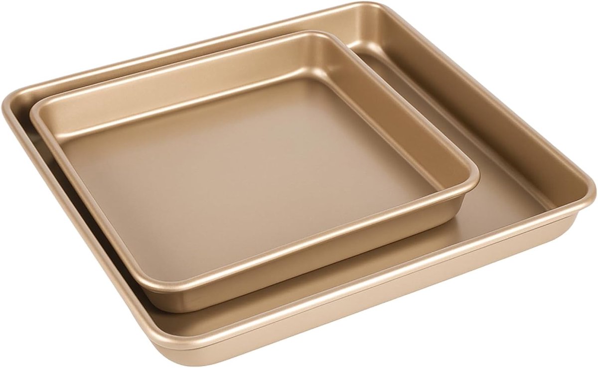 Set van 2 Vierkante Bakvormen Met Antiaanbaklaag - Heavy Duty Ovenbestendig
