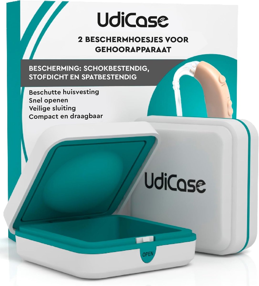Opbergdoos Gehoorapparaat - Hoortoestel Doosje - Veilig Opbergen - Waterdicht en Schokbestendig - 7x7x3cm